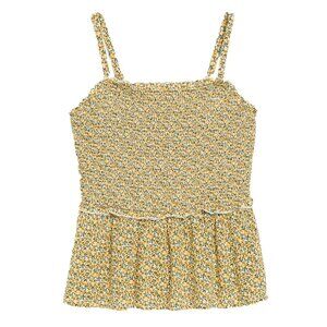 Old Navy Yellow Summer Smocked Floral Sleeveless Swing Top - Size Small